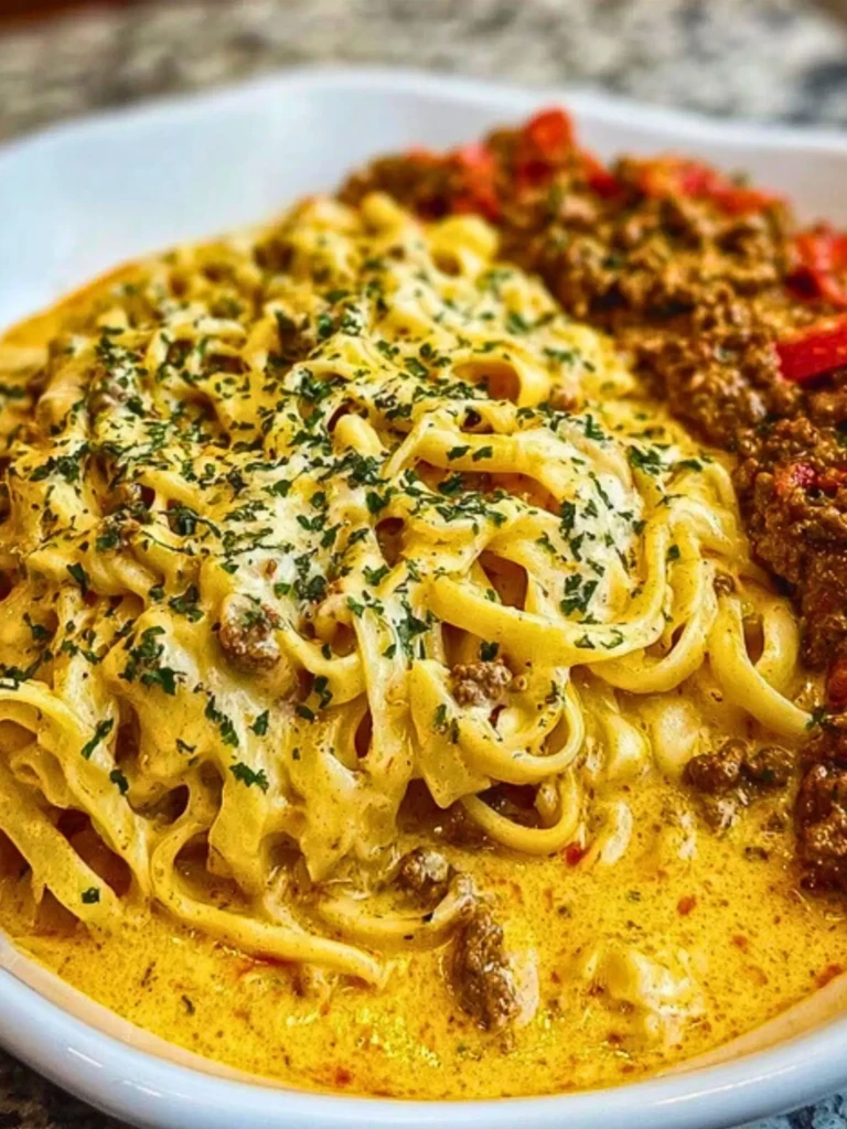 Cajun Beef Linguine in Creamy Velveeta Parmesan Garlic Sauce 2