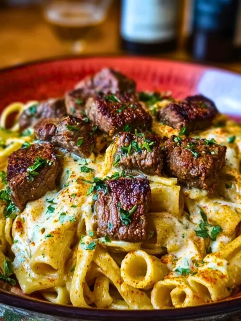 Cajun Garlic Butter Linguine with Tender Beef Strips Rigatoni 2