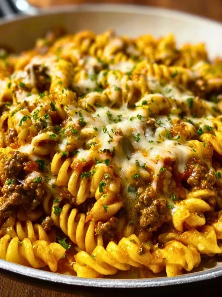 Cheesy Rotini Pasta with Garlic Butter Sauce and Ground Beef 2