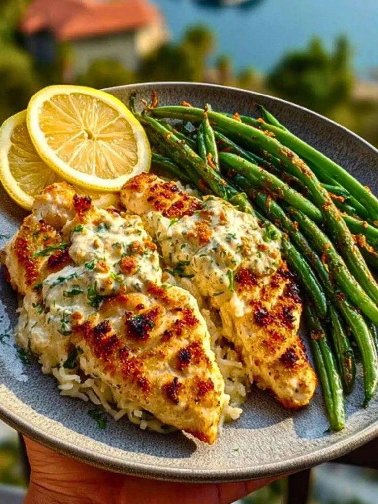 Coconut-Lemon Chicken Alfredo with Chili Feta Cream & Crispy Parmesan Green Beans 2
