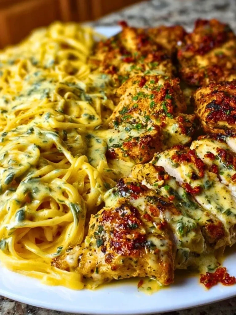 Creamy Garlic Parmesan Chicken with Cheesy Linguine 2