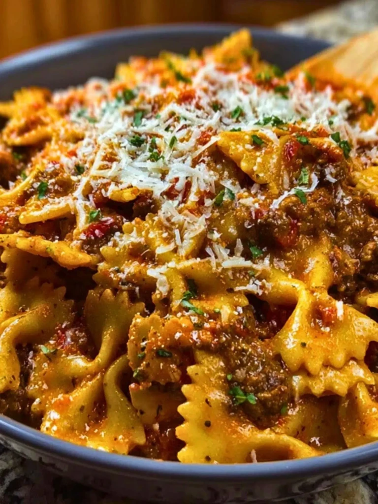 Creamy Velveeta Bowtie Pasta with Italian Beef Marinara 2