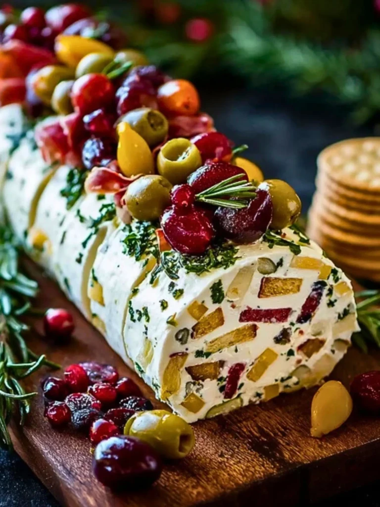 Festive Holiday Antipasto Cream Cheese Log 2