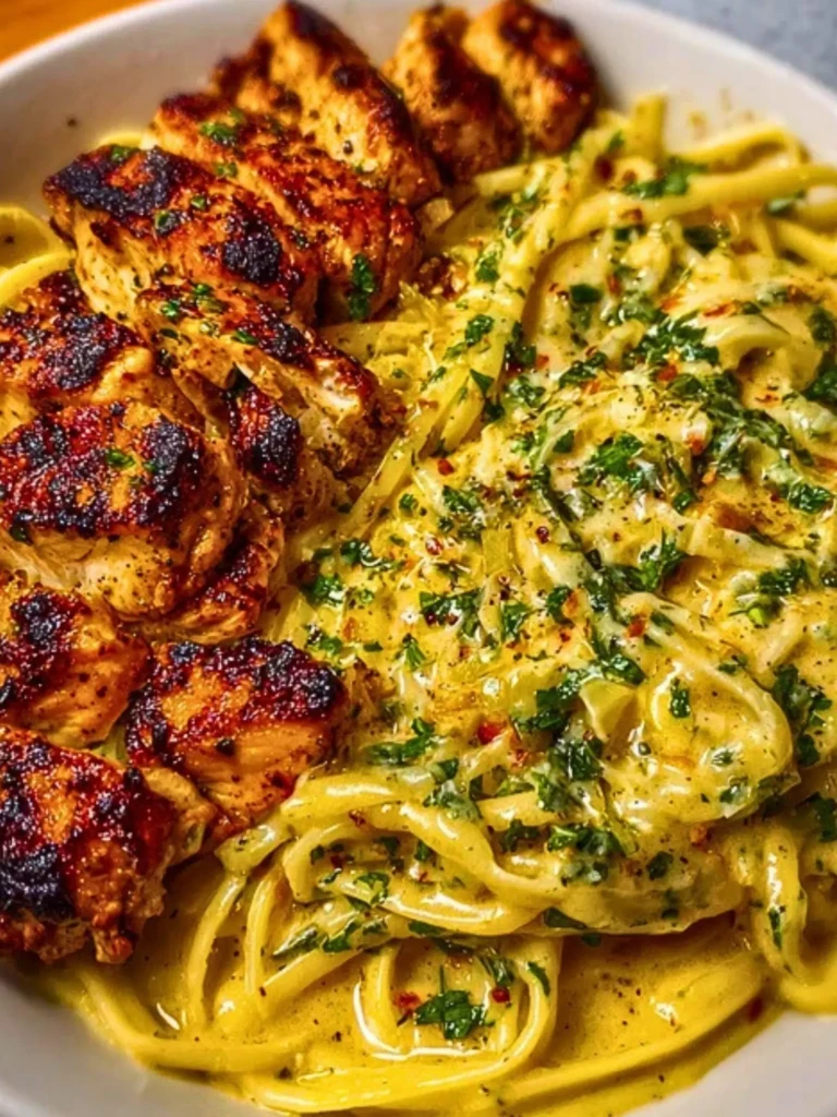 Garlic Butter Chicken with Velvety Parmesan Linguine 2