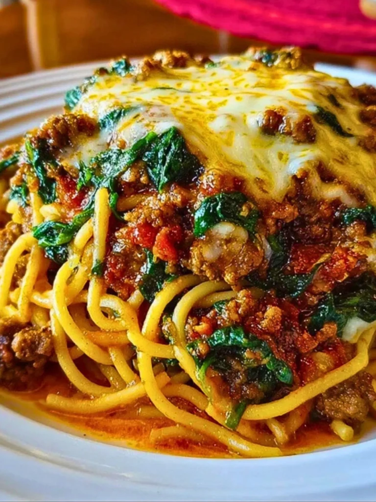 Garlic Butter Spaghetti with Cheesy Italian Sausage and Spinach 2