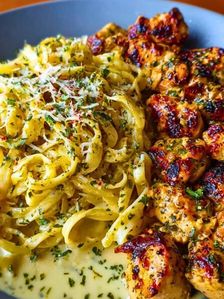 Golden Garlic Butter Chicken with Creamy Parmesan Linguine 2