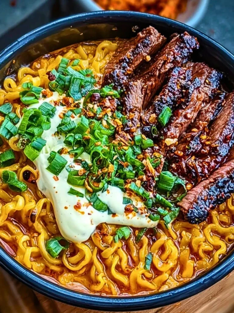 Spicy Korean Ramen with Grilled Beef & Creamy Sauce 2