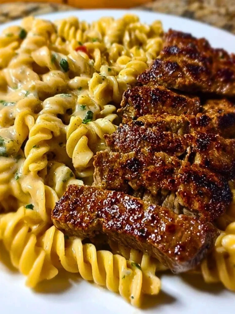 Cheesy Cajun Steak Pasta with Garlic Parmesan Sauce 2