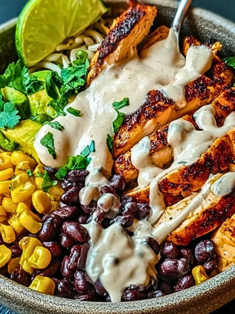 Chipotle Chicken Bowl with Black Beans, Corn, & Creamy Sauce 2
