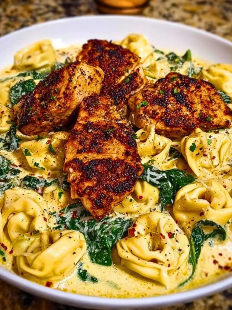 Creamy Chicken Tortellini with Spinach and Garlic Parmesan Cheese (1)