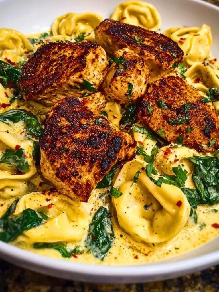 Creamy Chicken Tortellini with Spinach and Garlic Parmesan Cheese (2)