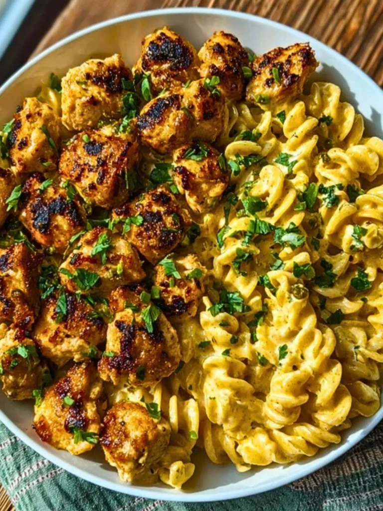 Creamy Jalapeño Garlic Chicken Bites with Twisted Cheddar Cajun Pasta 2