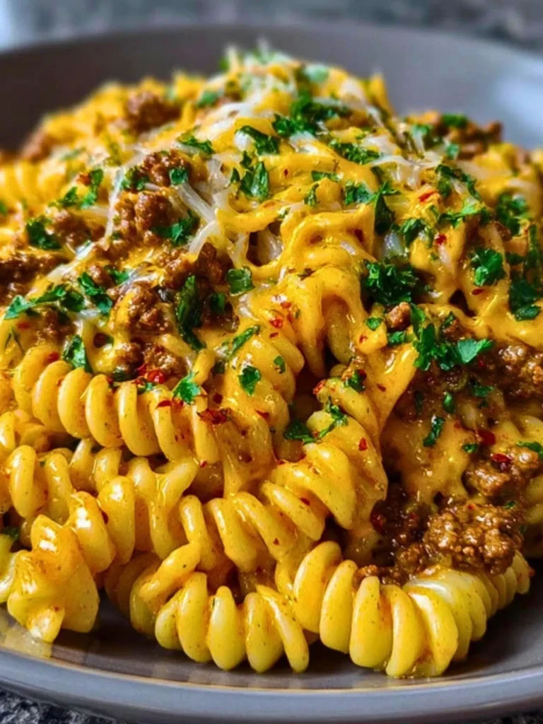 Creamy Mozzarella Rotini with Spicy Cajun Beef and Velveeta Sauce 2