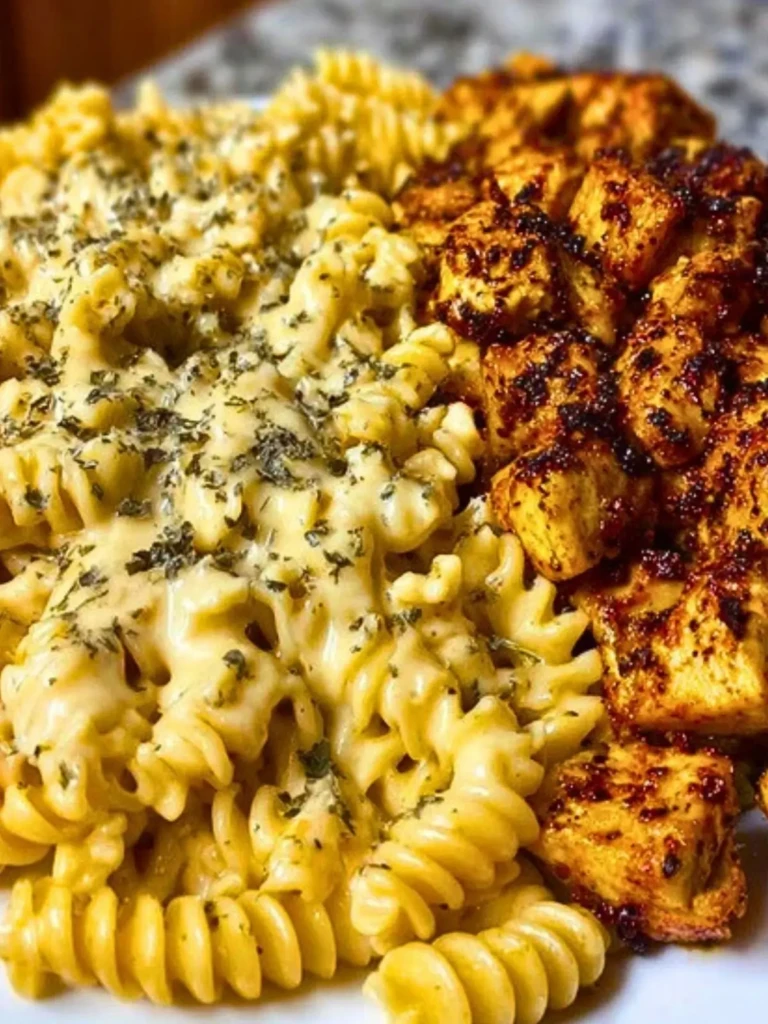 Creamy Velveeta Chicken Rotini Pasta with Mozzarella Garlic Cheese Sauce (1)