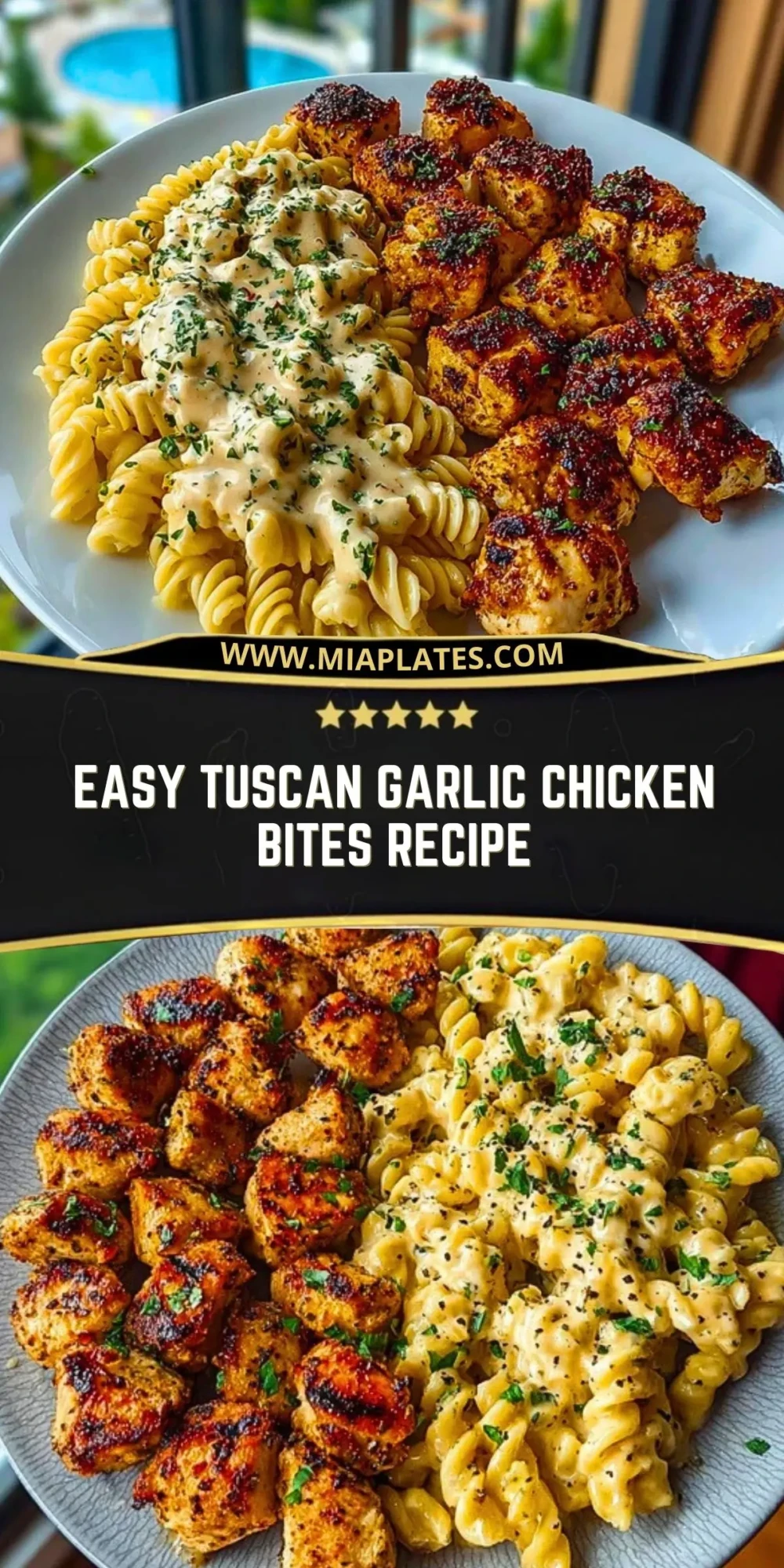 Easy Tuscan Garlic Chicken Bites Recipe Pin 1