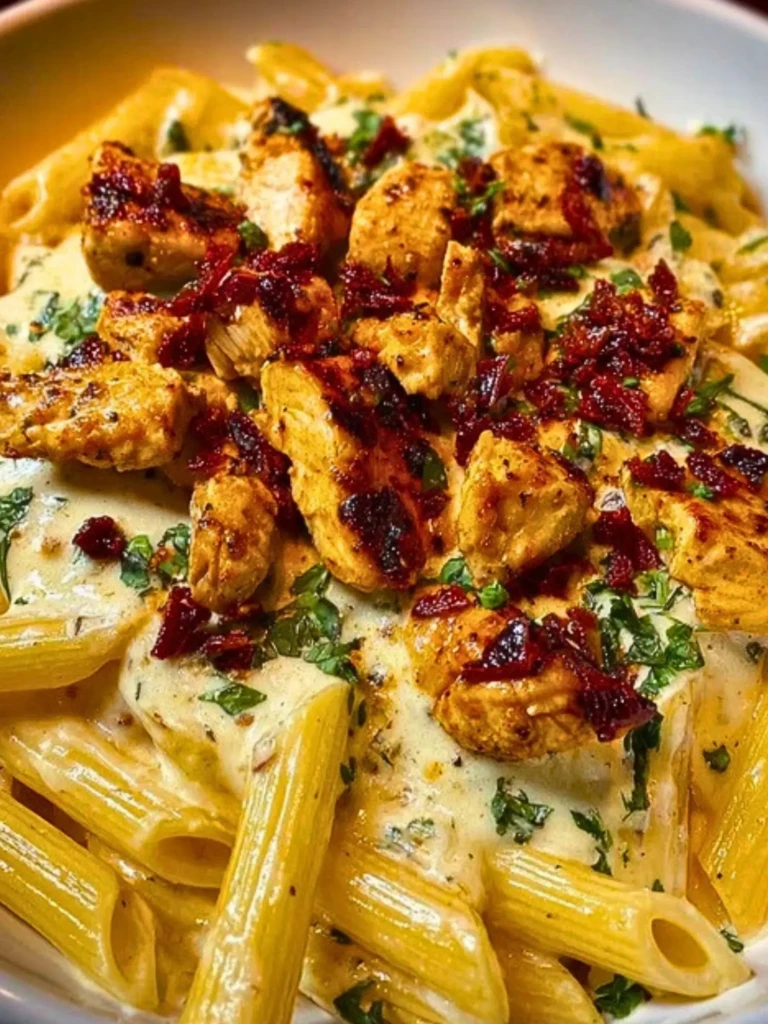 Garlic Butter Chicken Penne with Creamy Three-Cheese Sauce 2