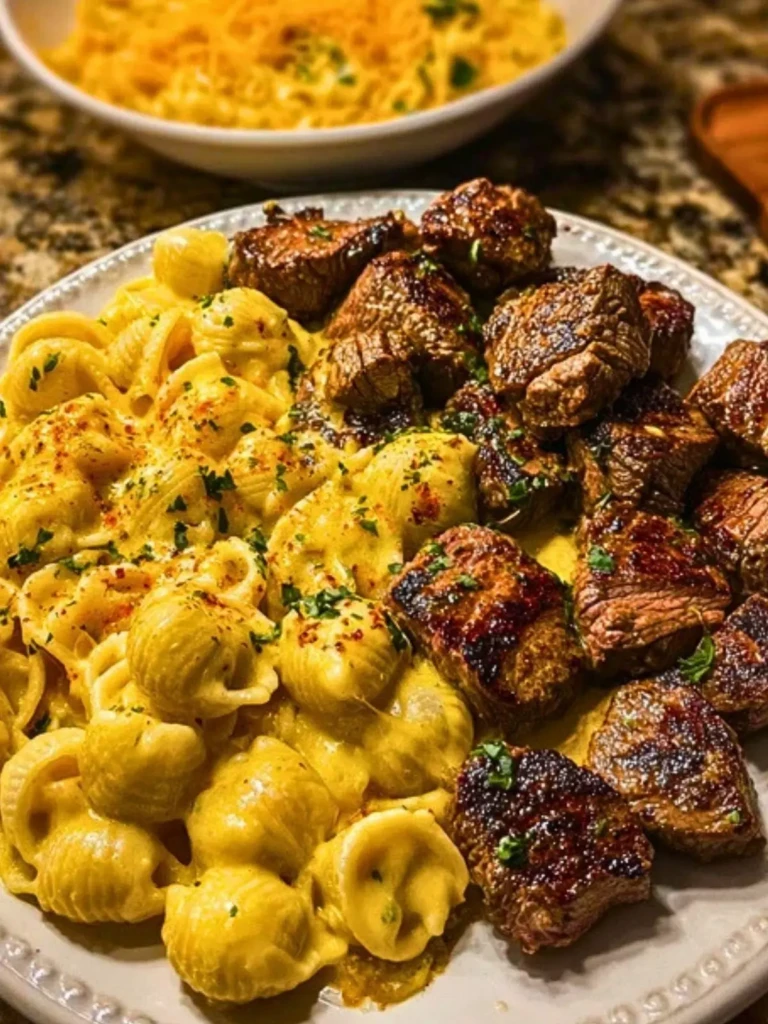 Garlic Butter Steak Bites & Loaded Cheddar Alfredo Shells 2