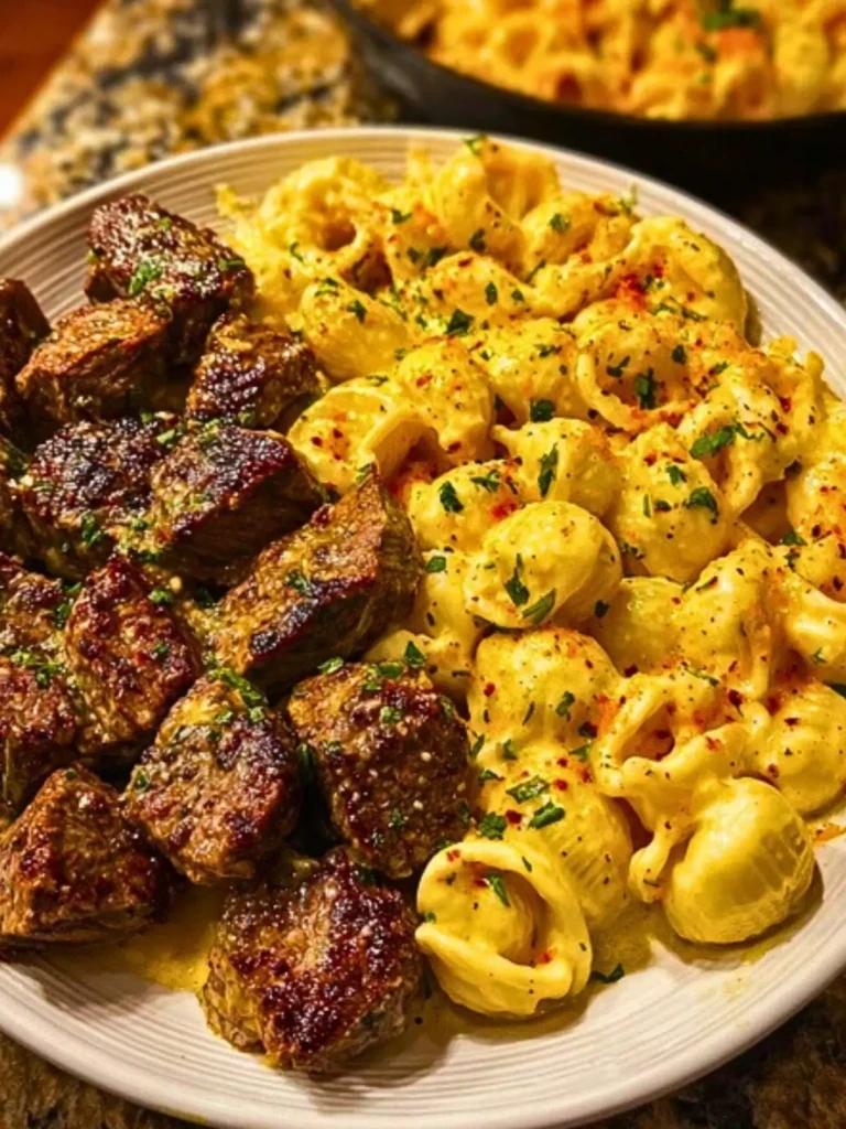 Garlic Butter Steak Bites & Loaded Cheddar Alfredo Shells 3