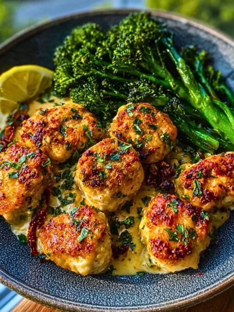 Garlic-Parmesan Chicken Bites with Sun-Dried Tomato Cajun Alfredo & Charred Broccolini 2