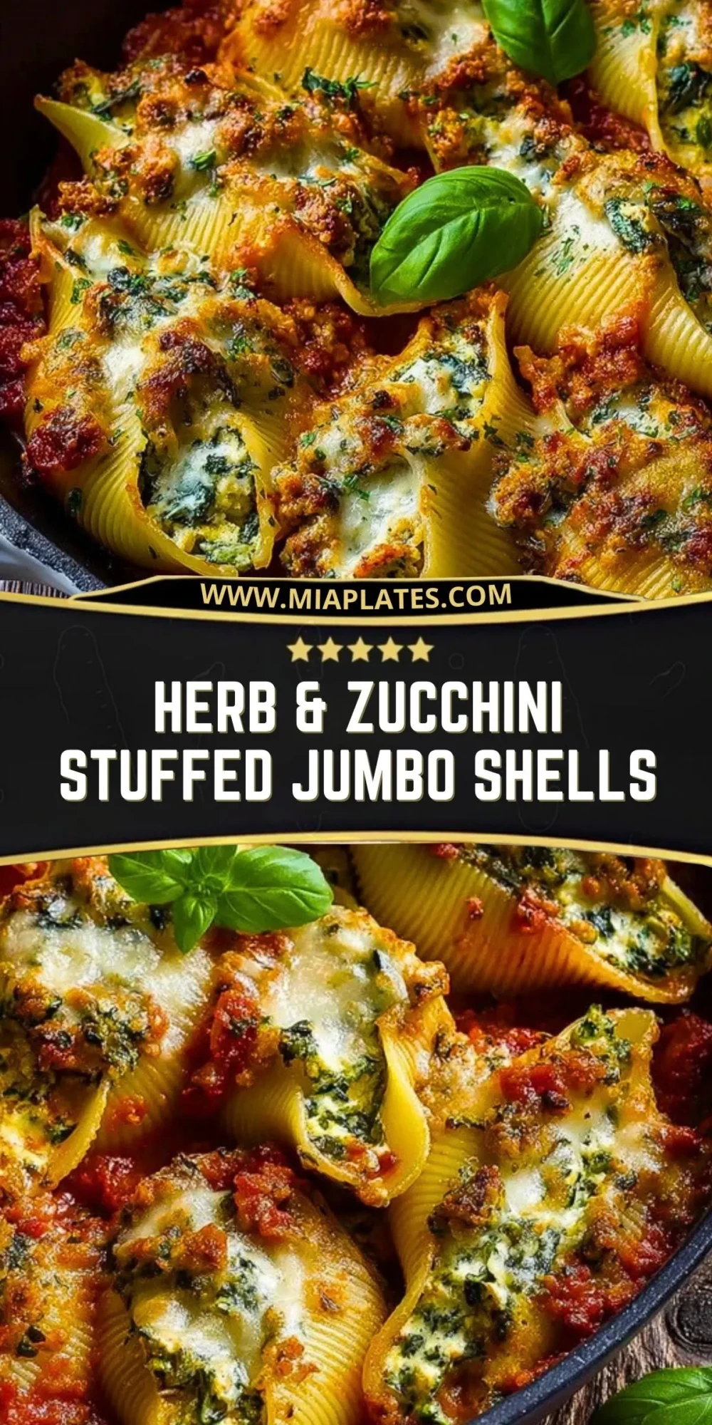 Herb & Zucchini Stuffed Jumbo Shells Pin 1