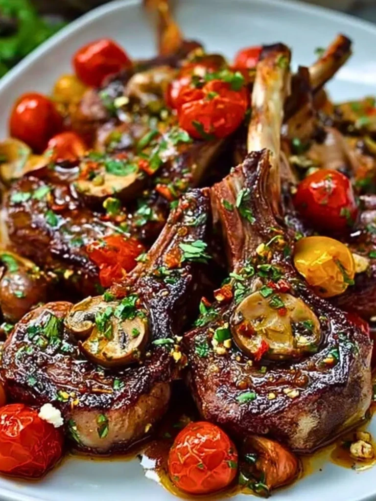 Marinated Greek Lamb Chops with Mushrooms and Tomatoes Recipe 2