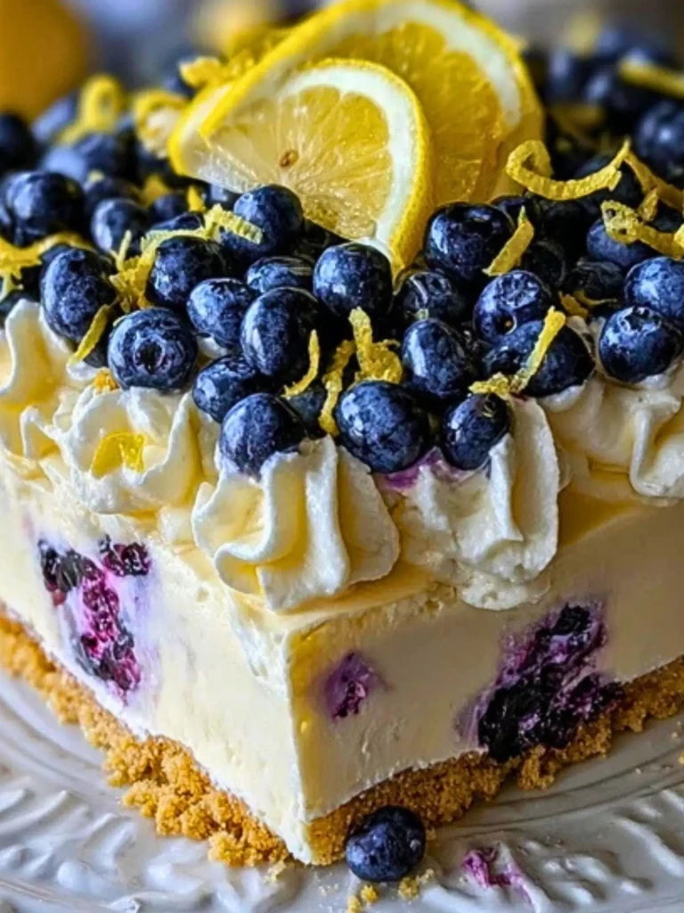 No-Bake Lemon dazzling Blueberry cream Cake 2