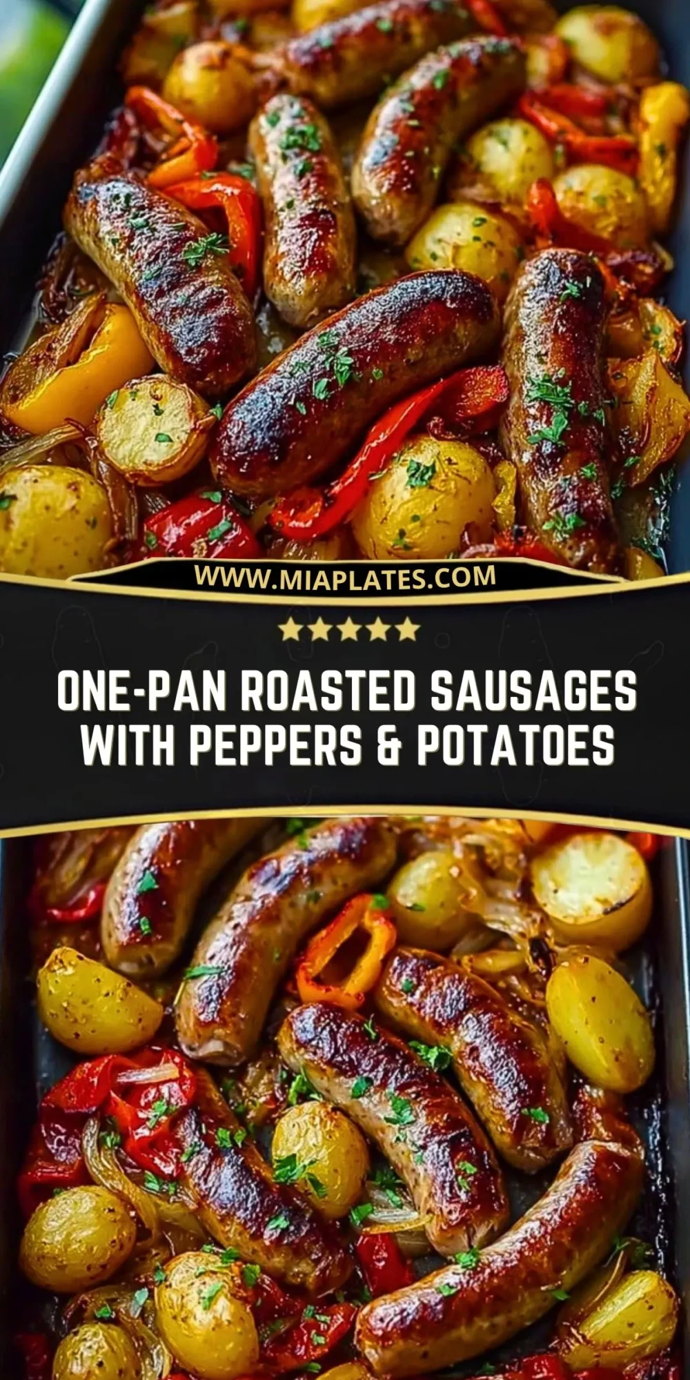 One-Pan Roasted Sausages with Peppers & Potatoes Pin 1