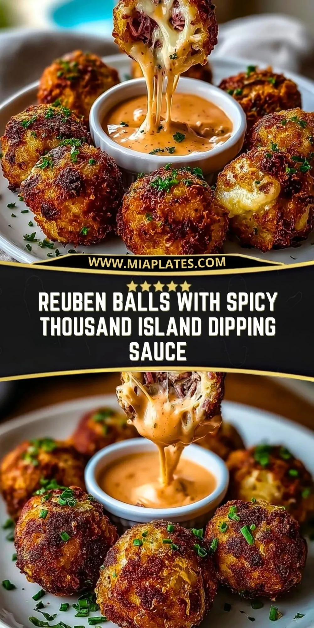 Reuben Balls with Spicy Thousand Island Dipping Sauce Pin 1