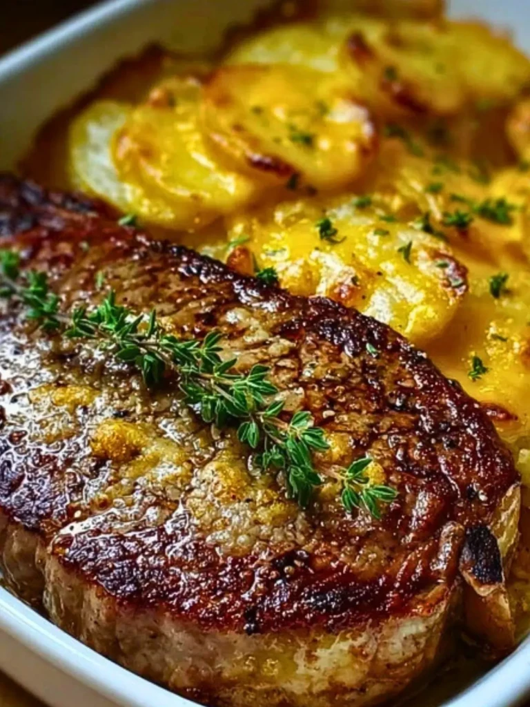 Ribeye Steak with Cheesy Scalloped Potatoes (1)