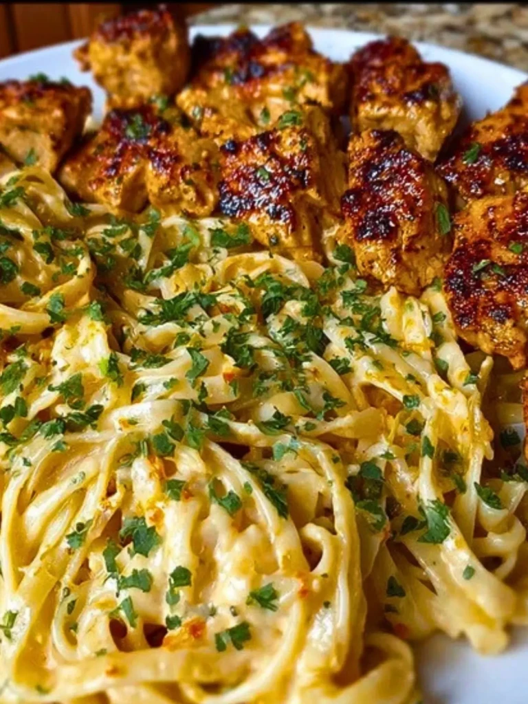 Savory Cajun Chicken and Creamy Garlic Parmesan Linguine (1)