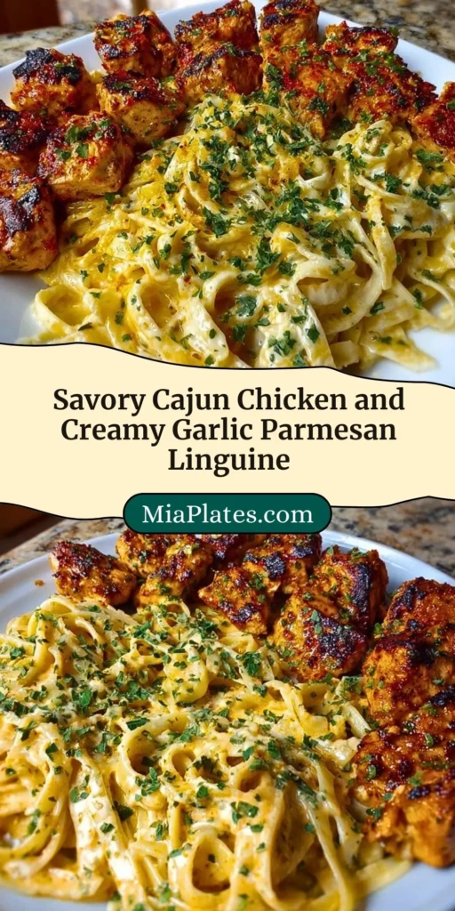 Savory Cajun Chicken and Creamy Garlic Parmesan Linguine Pin 2