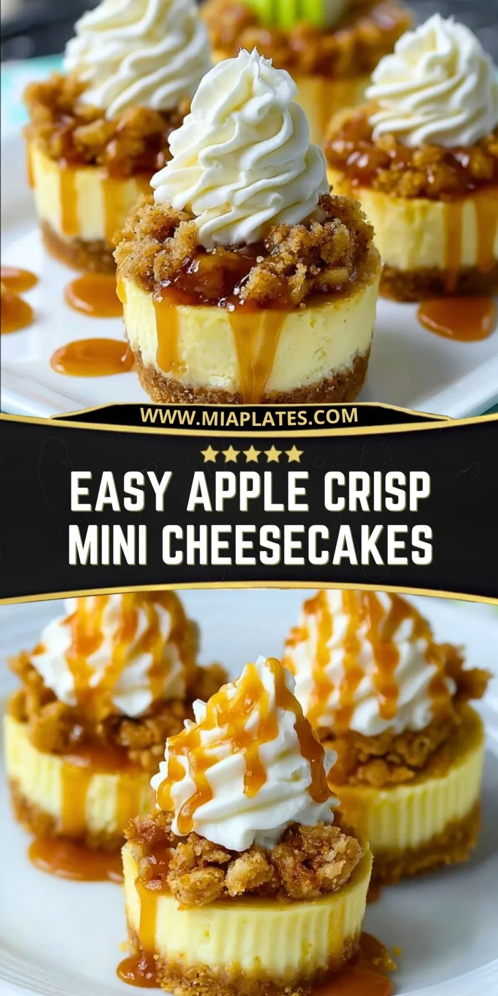 Easy Apple Crisp Mini Cheesecakes Pin 1