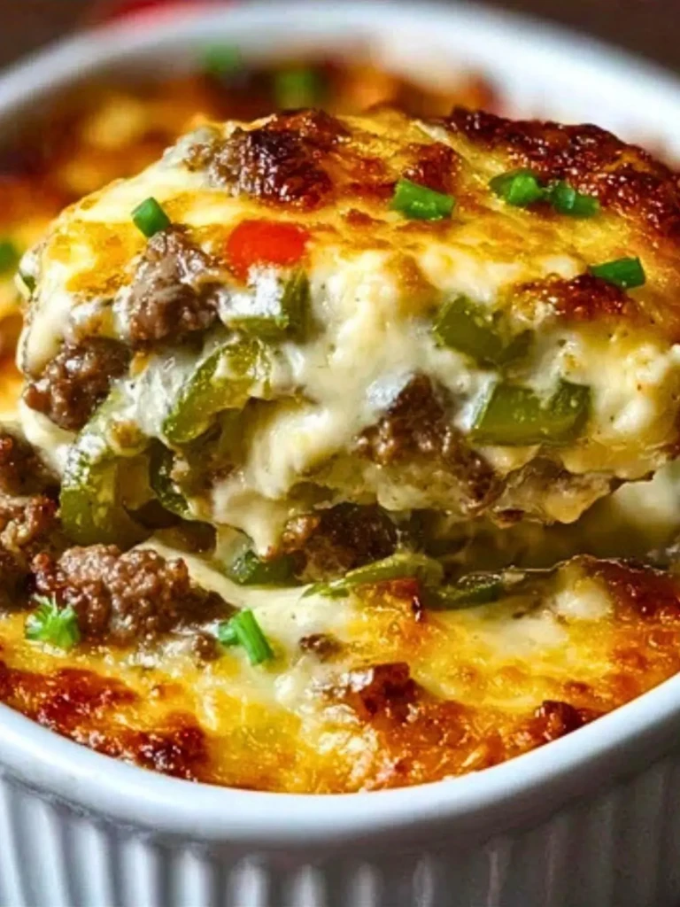 High Protein Low Carb Philly Cheesesteak Casserole (1)