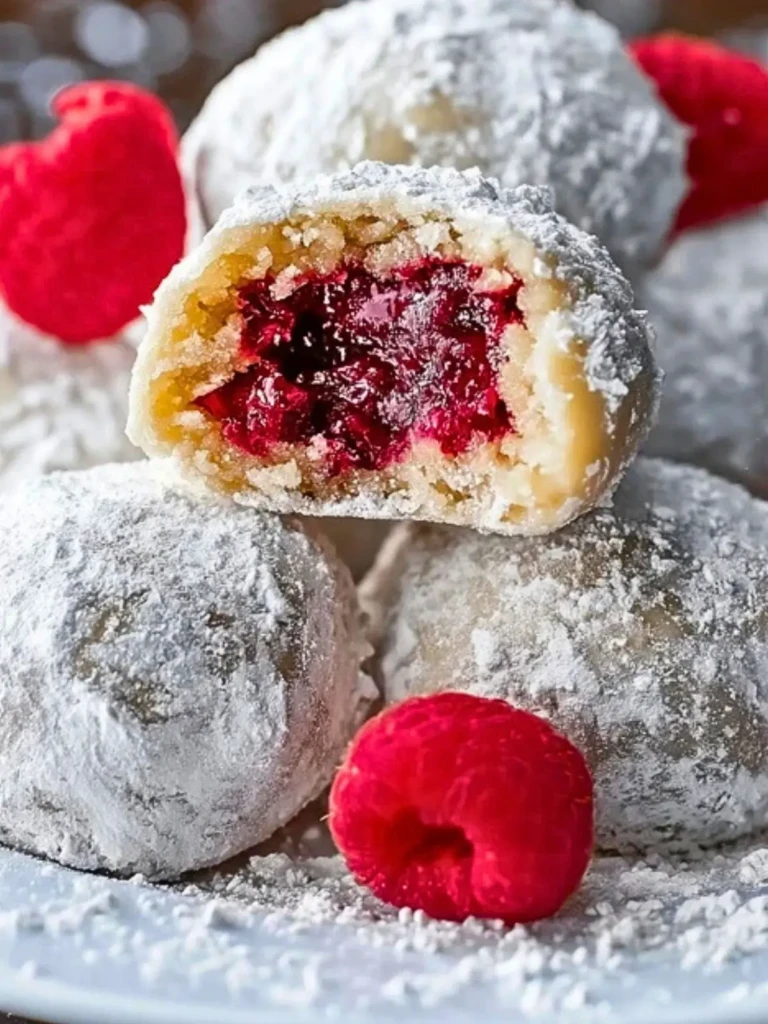 Raspberry-Filled Almond Snowball Cookies 2