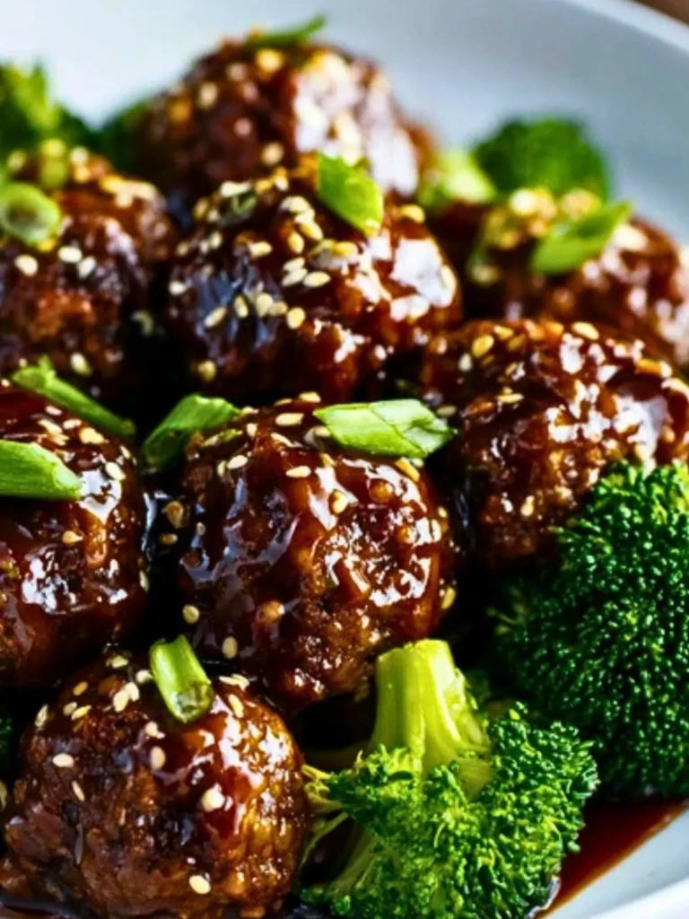 Sticky Mongolian Meatballs and Broccoli 2