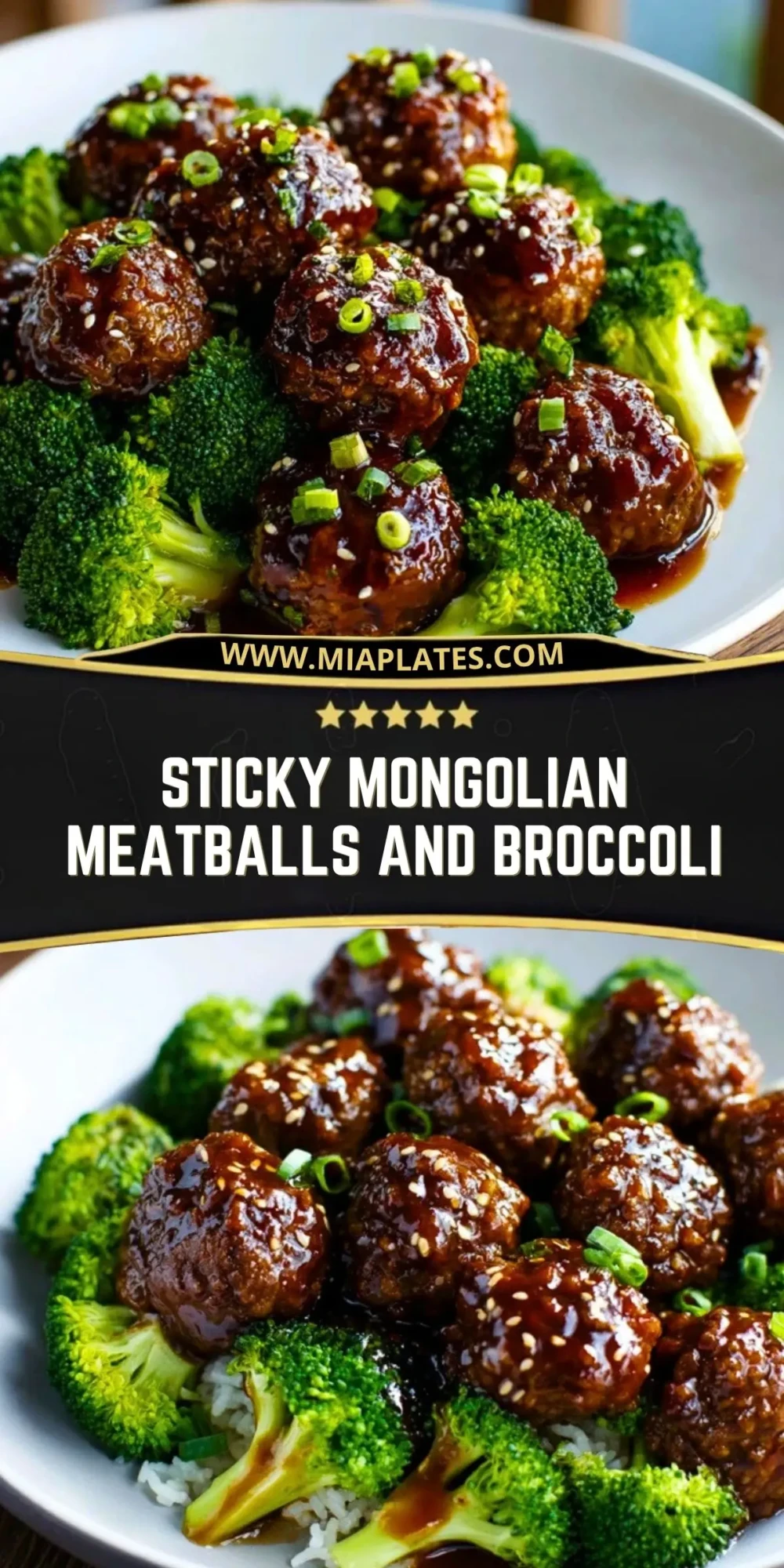 Sticky Mongolian Meatballs and Broccoli Pin 1