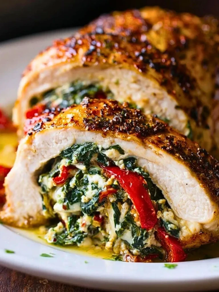 Roasted Red Pepper Spinach Mozzarella Stuffed Chicken (1)
