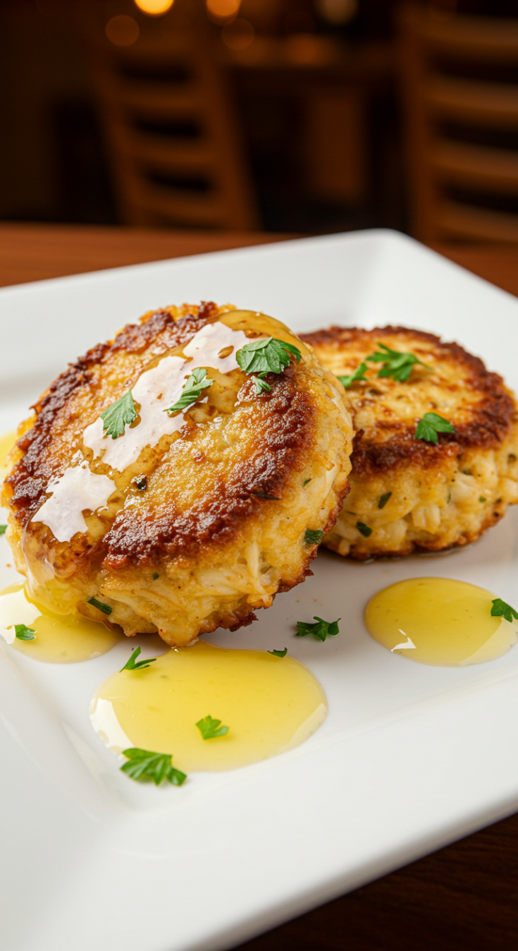 Cheddar Bay Crab Cakes with Lemon Butter Drizzle