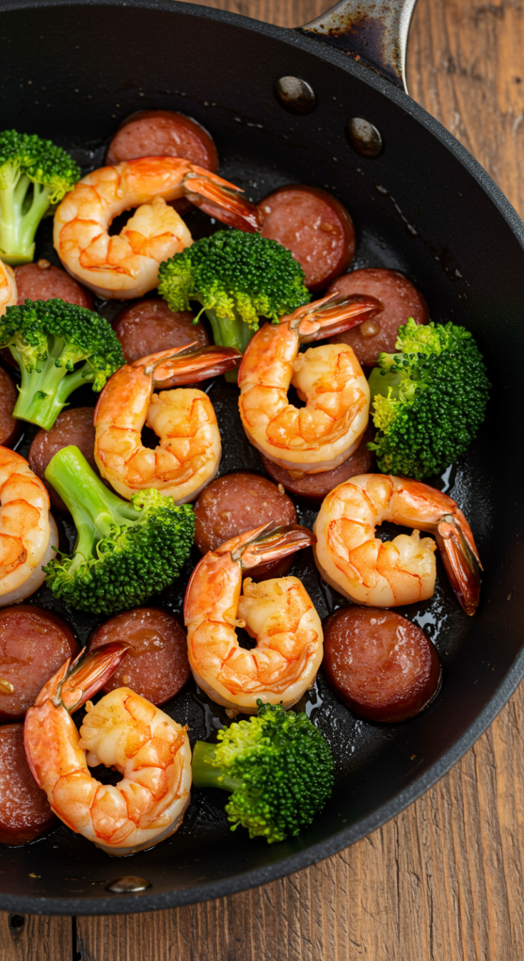 Honey Garlic Shrimp, Sausage & Broccoli
