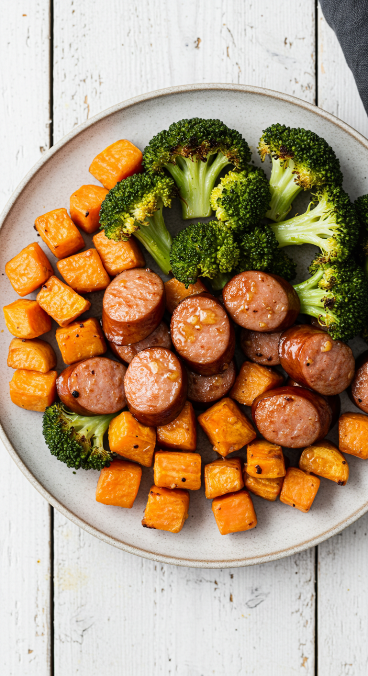 Irresistible Sheet Pan Sausage and Sweet Potatoes with Honey Garlic Sauce