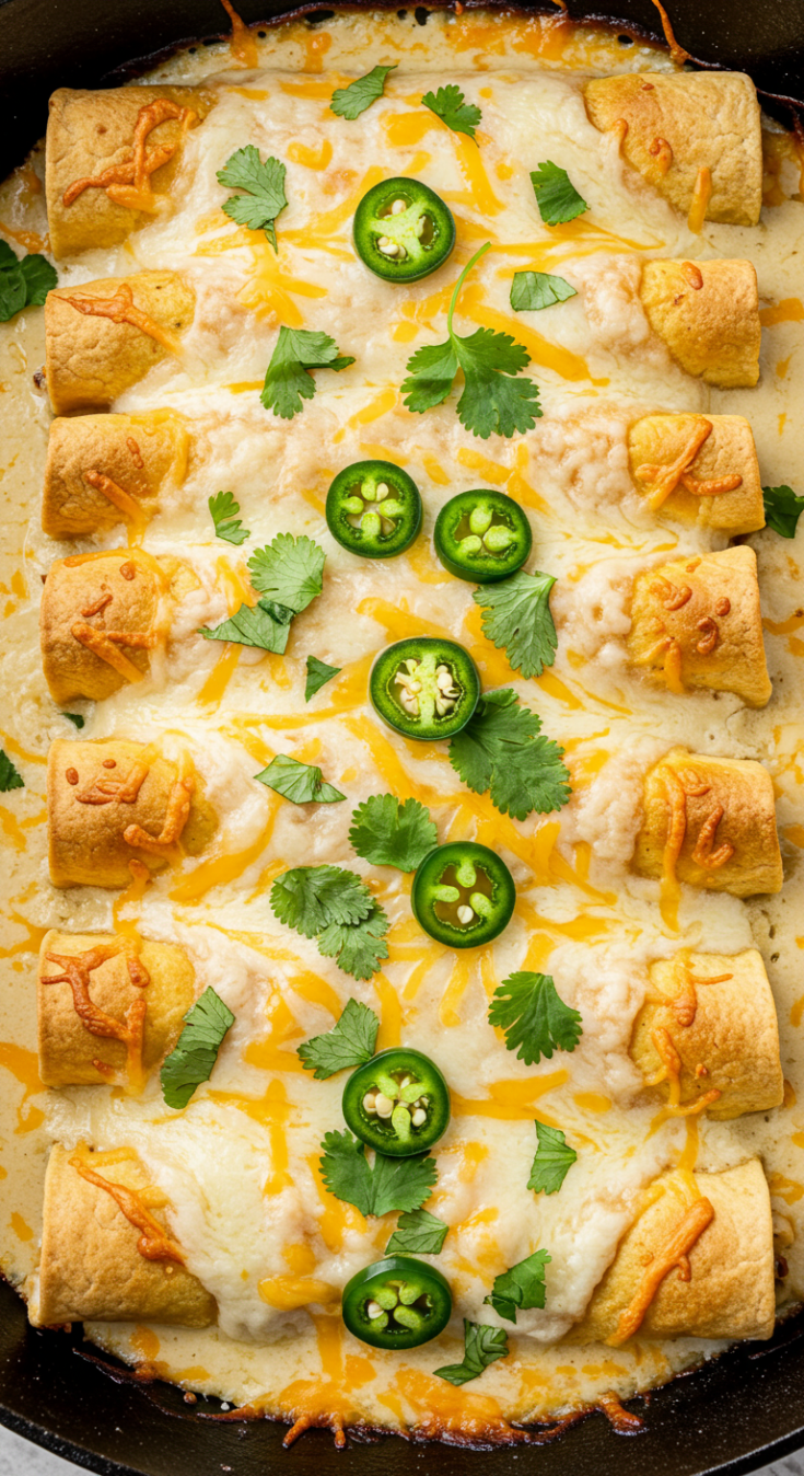 Jalapeño Popper Cheesy Chicken Enchiladas with Creamy Sauce