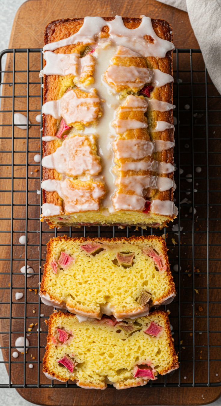 Lemon Rhubarb Loaf with Glaze