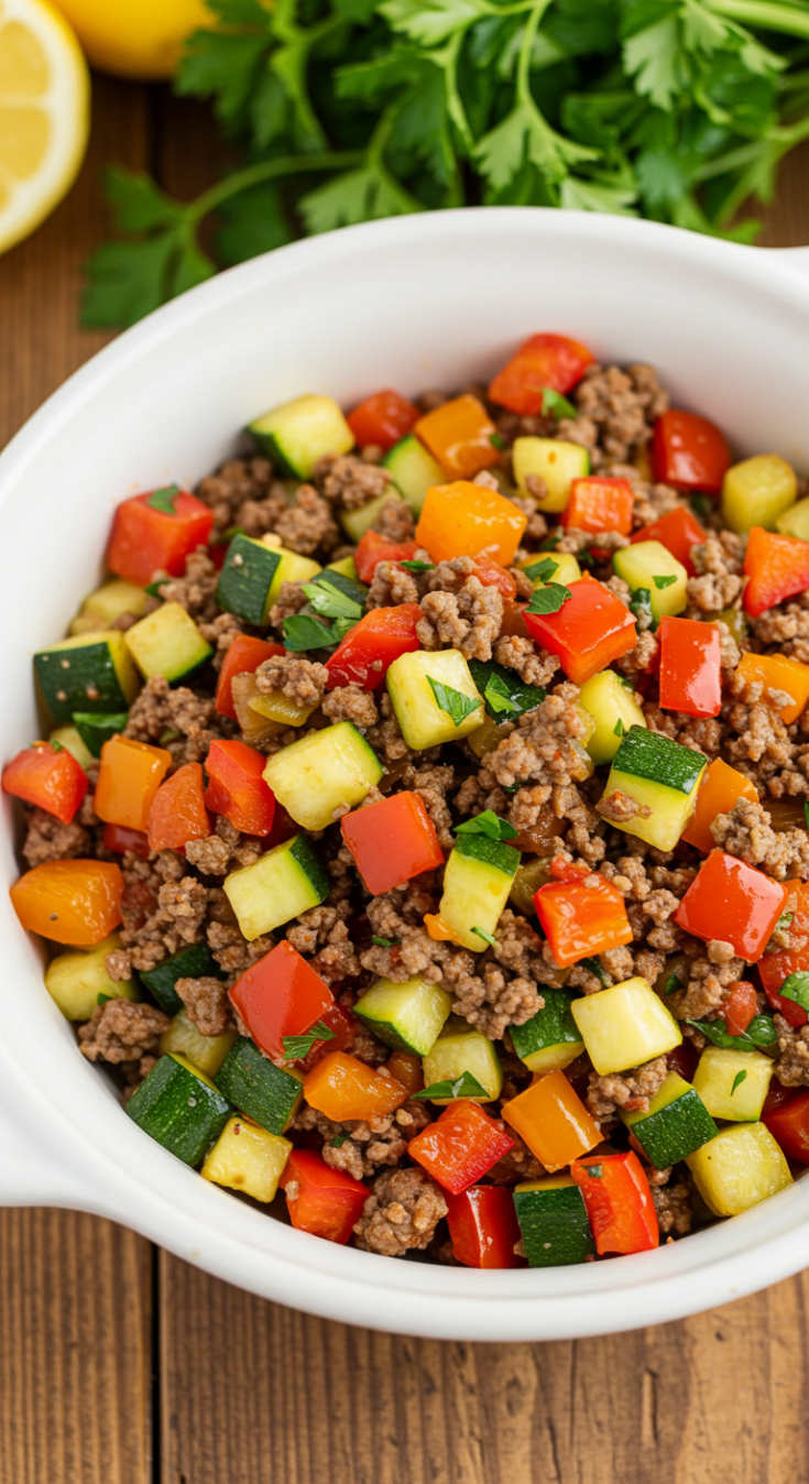 Mediterranean Ground Beef Stir Fry