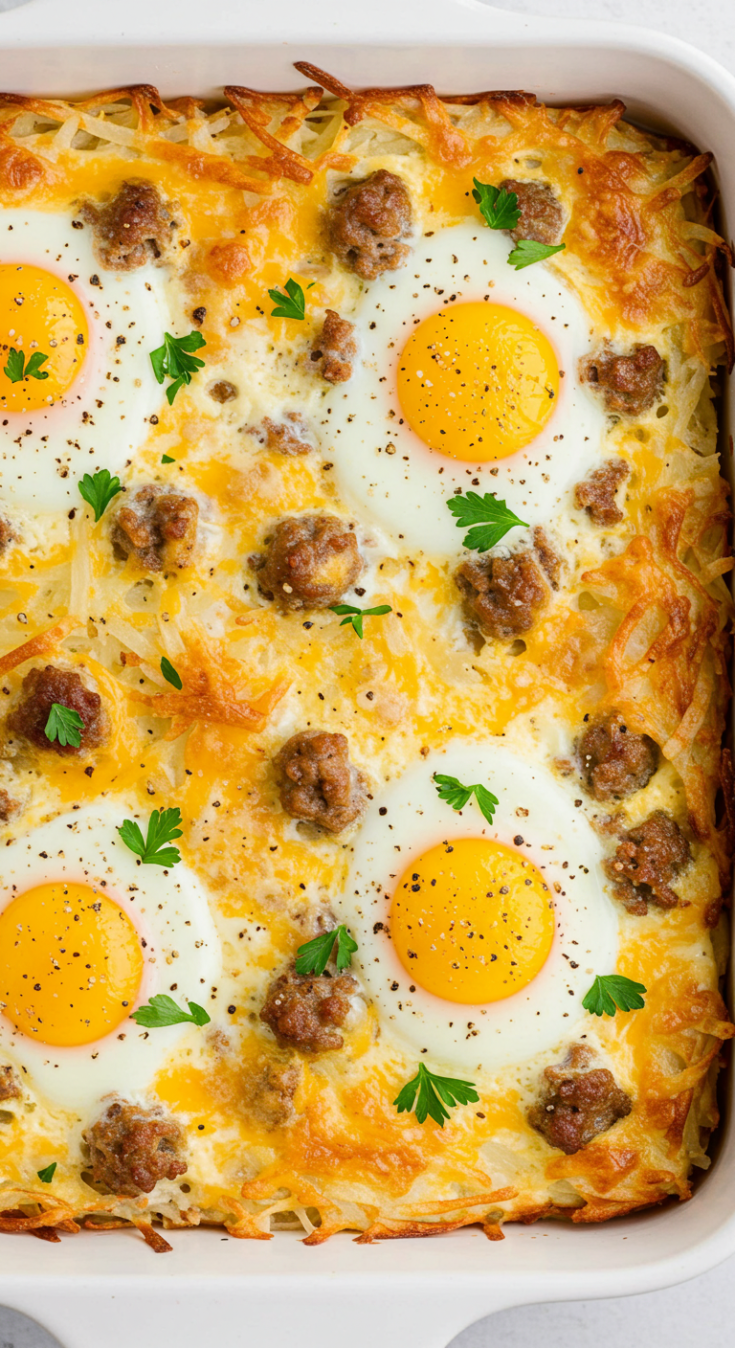 Sausage, Egg, and Cream Cheese Hashbrown Casserole