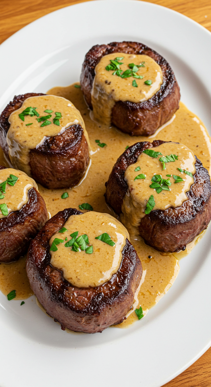 Steak with Haunted Bourbon Garlic Cream Sauce