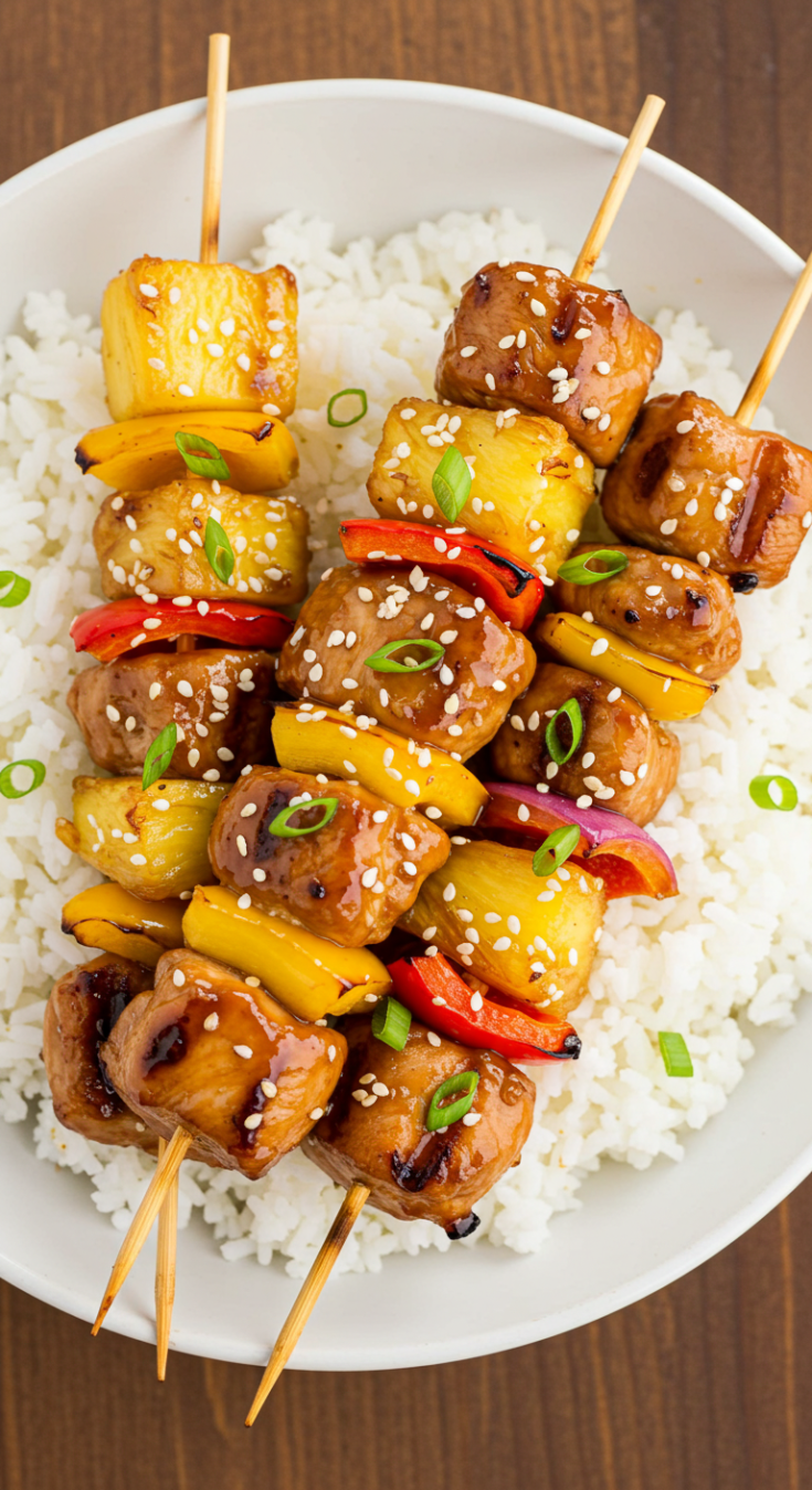 Tropical Teriyaki Chicken Kabobs with Pineapple