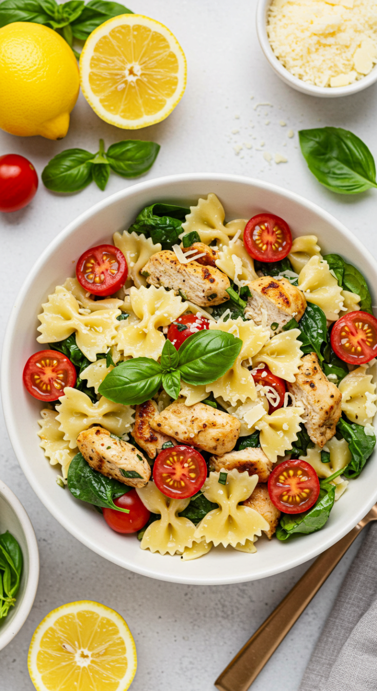 Zesty Lemon Basil Chicken Pasta Salad Recipe