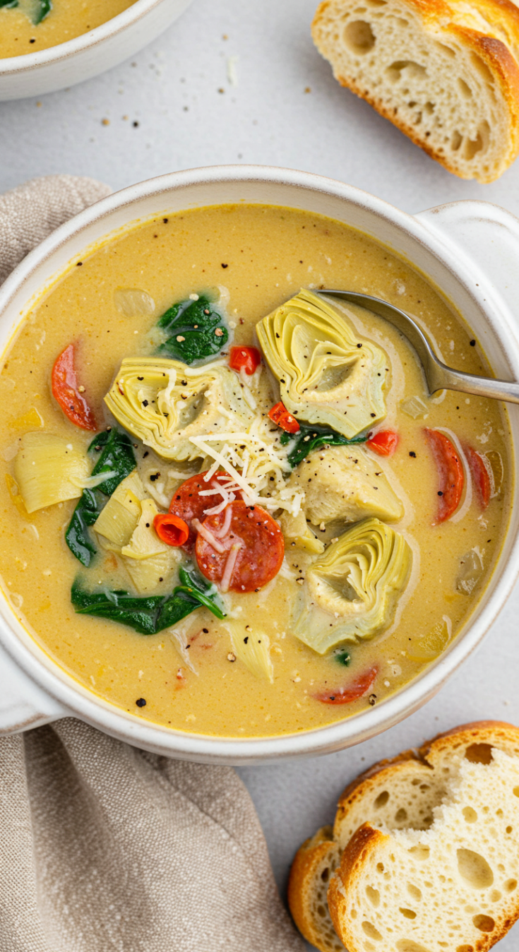 Zesty Tuscan Artichoke Soup
