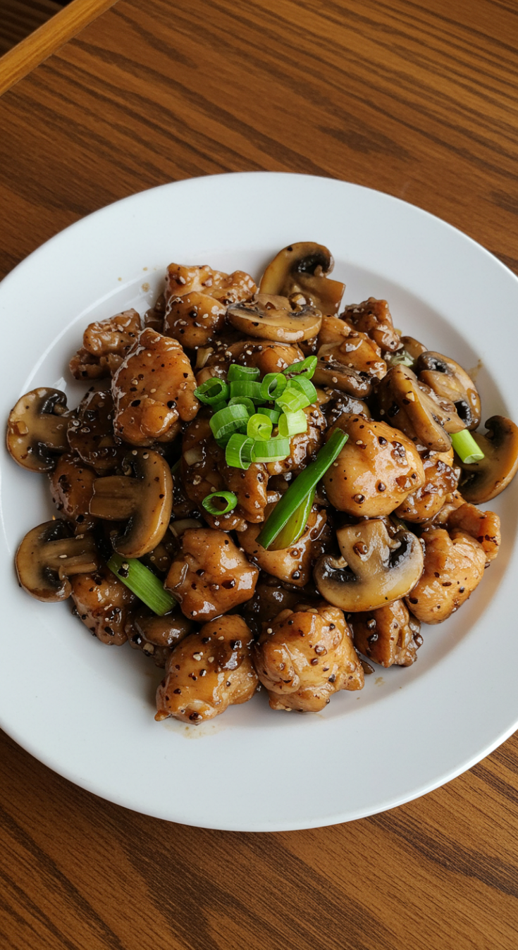 Black Pepper Chicken with Mushrooms