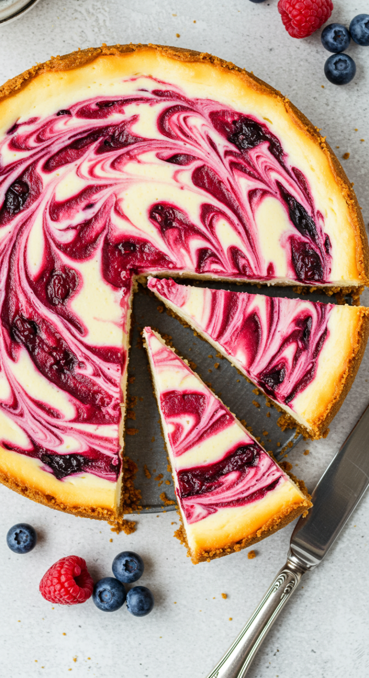 Classic Cheesecake with Berry Swirls